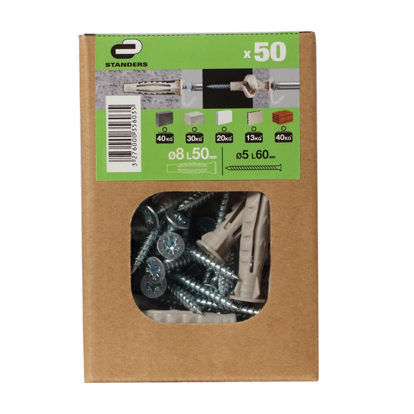 MC 7 CB Standers Nylon Mult-Anchor with Screw 8x50,50 Piece