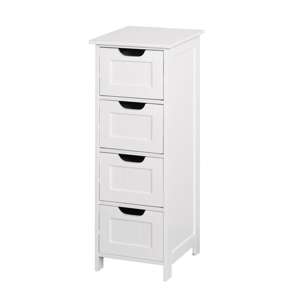Pedestal 4 Drawer White MDF Storage/Bedside Table