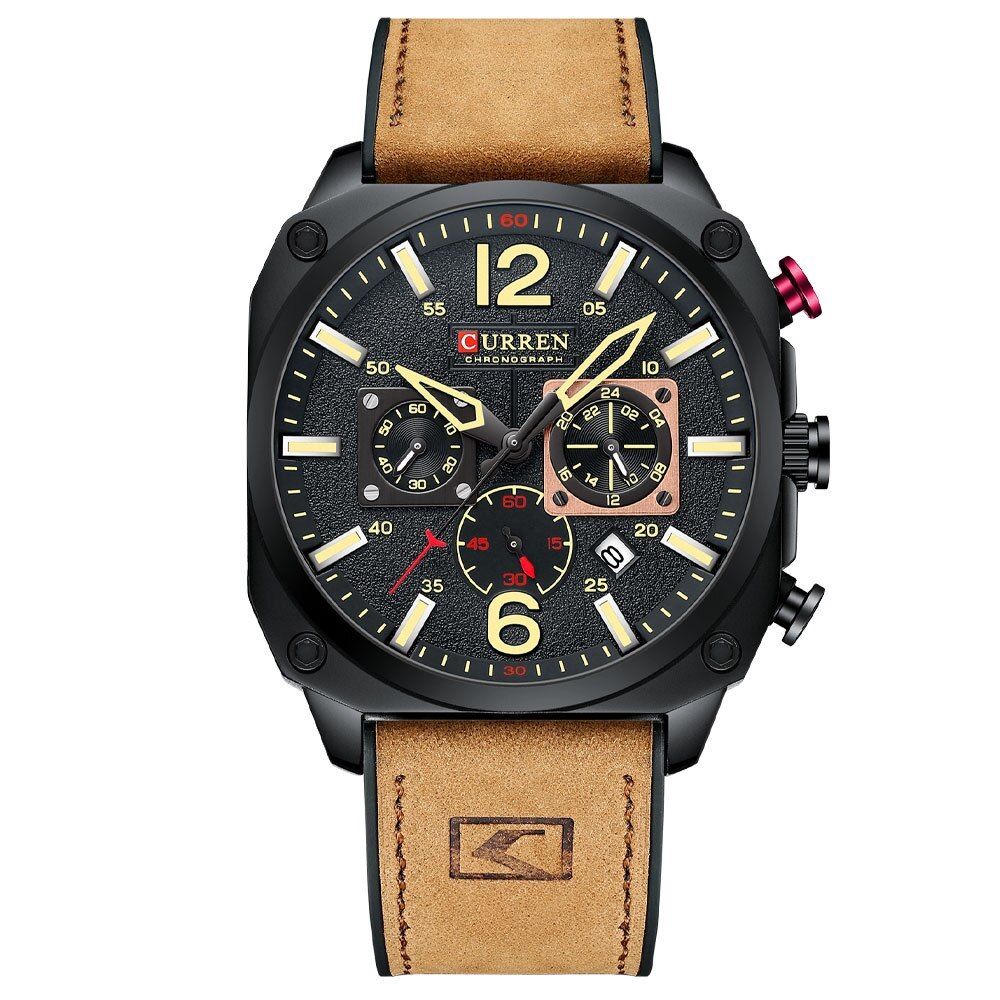 Curren Men’s Quartz Chronograph Fashion Sport Watch with Leather Strap