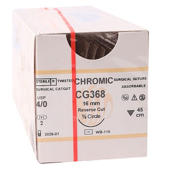 Chromic Gut 4/0 16mm Reverse Cutting 45cm Suture 12's