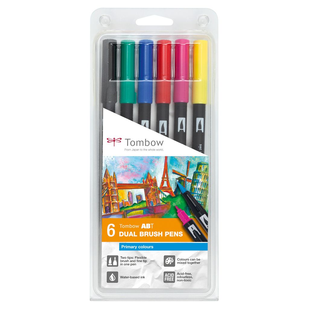 Tombow Abt Dual Brush Pen 6pc Set Primary Colours Shop Today Get It Tomorrow