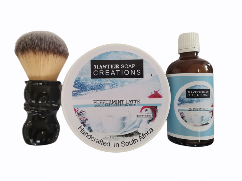 Shaving Soap &amp; Aftershave Splash &amp; Shaving Brush Combo Peppermint Latte