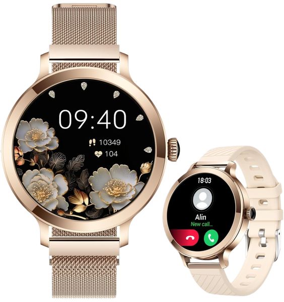 Efolen Women, 1.1'' AMOLED Bluetooth Small Watch with HR SpO2 Sleep