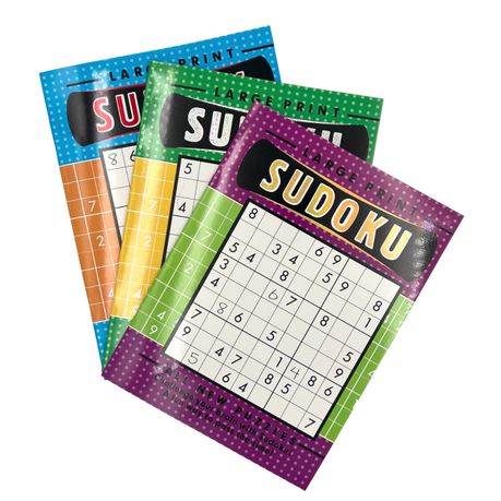 3 Large Print SUDOKU Puzzle Books with Easy, Medium, and Hard Puzzles! Image