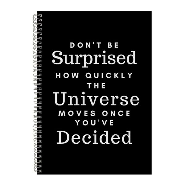 Decided A4 Notebook Spiral and Lined Motivational Saying Graphic Notepad229