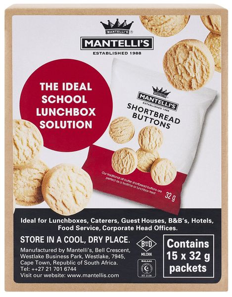 Mantelli's Shortbread Buttons 15 x 32g Packets