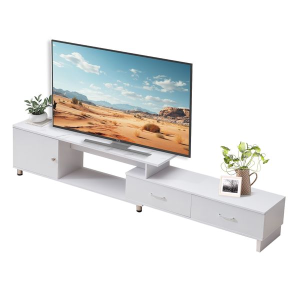 Extendable TV Stand Media Console Entertainment Center with 2 Drawers
