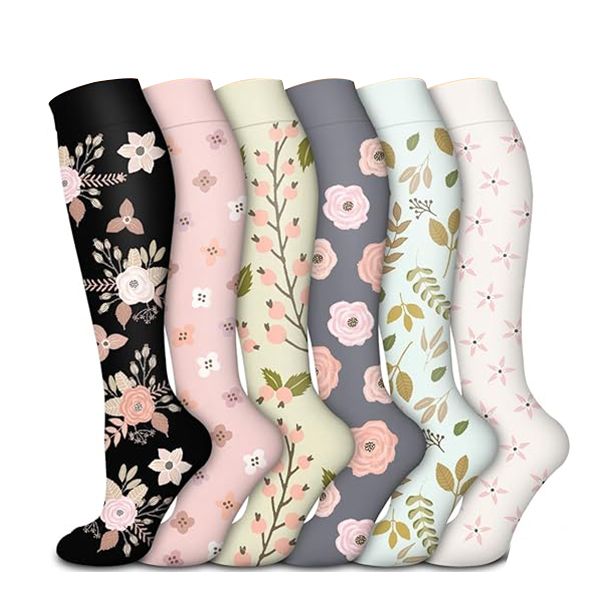 6 Pairs Copper Compression Socks for Women and Men