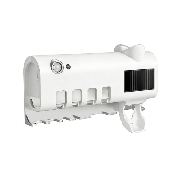 Toothbrush Holder , Wall Mounted, 4 Slot Design No Drill Installation
