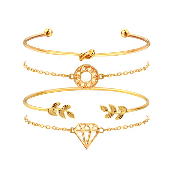 POU 4 Piece Boho Golden Bracelet Set for Women