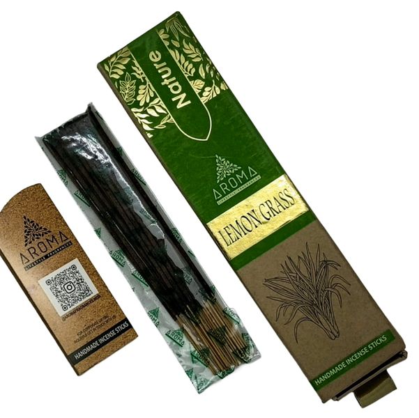 AROMA Nature Lemongrass Handmade Incense Sticks | 25 Premium Sticks