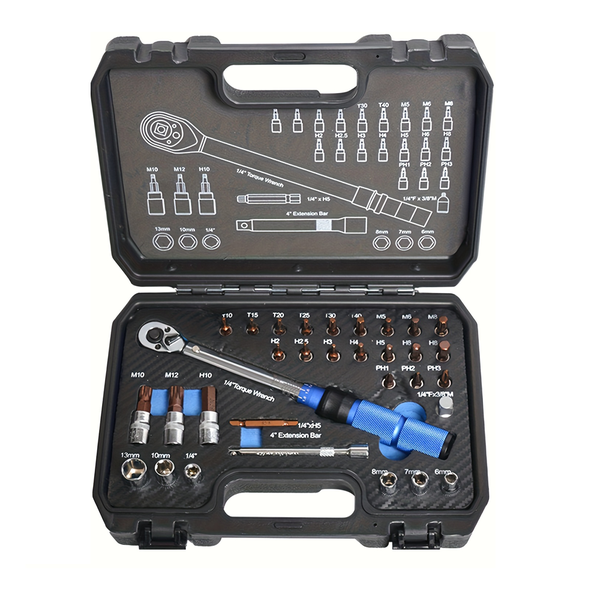 33pc 1/4" Torque Wrench Set 2-24Nm Adjustable Bike Motorcycle Tool Kit