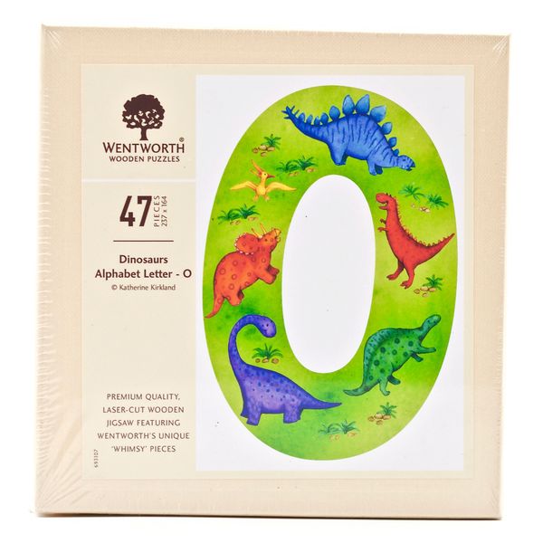 Dinosaurs Letter O - 47 Piece Kids Alphabet Wooden Shaped Jigsaw Puzzle
