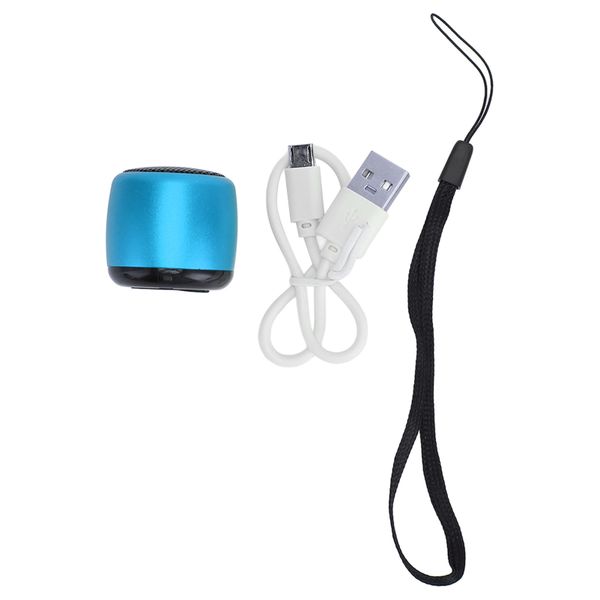 Mini Bluetooth Speaker Heavy Subwoofer USB Rechargeable Metal Portable Blue