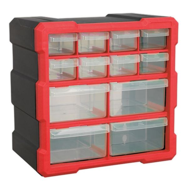 Cabinet Box 12 Drawer - Red/Black SEALEY