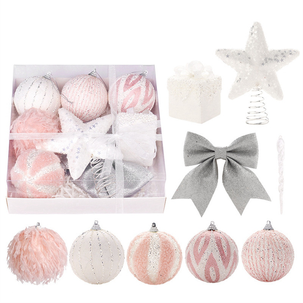 Pink Christmas Ornaments Set Xmas Hanging Balls for Christmas Tree