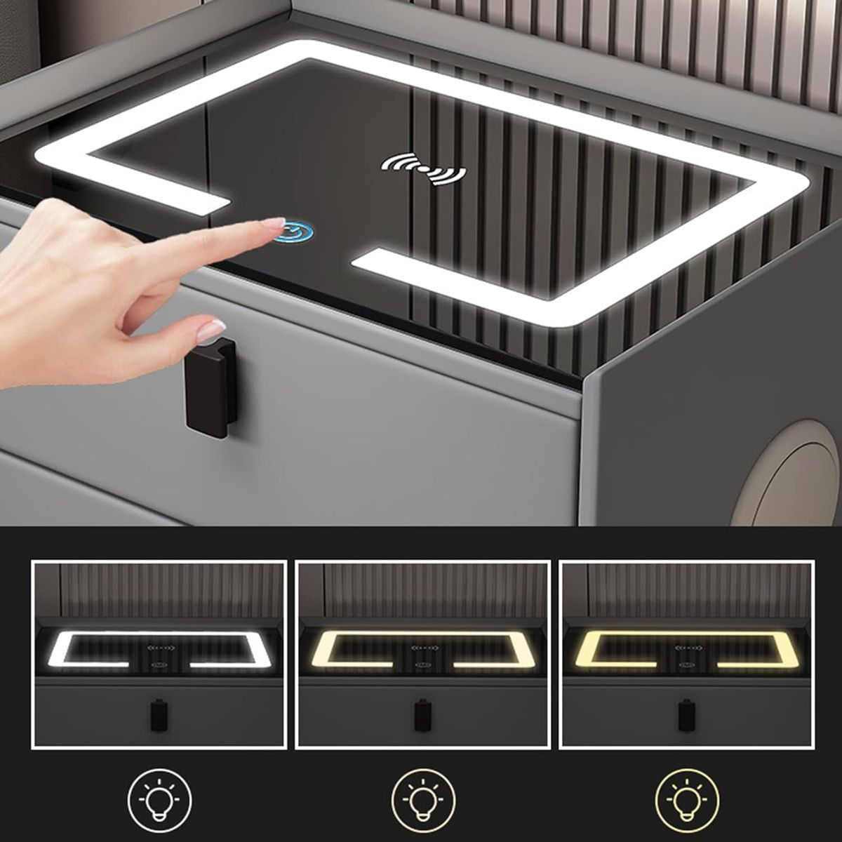 Smart Bedside Table With Speaker Wireless Charging - 40x40x46cm