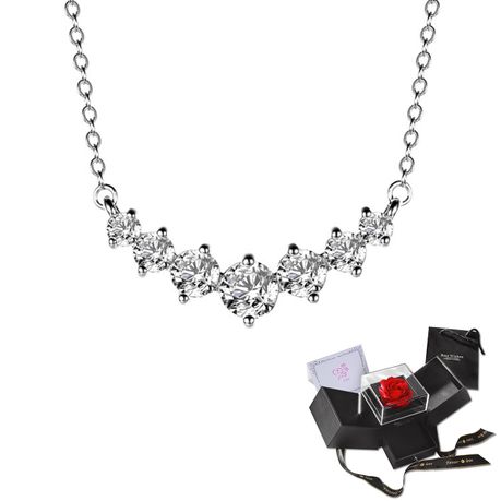 7-Stone Moissanite Necklace for Women - Elegant Gift with Rose Box Image