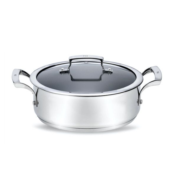 32cm Non Stick Stainless Steel Casserole with Glass Lid