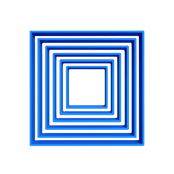 6-Piece Square Cookie Cutter Set - 3D Printed - Blue (4 cm - 10 cm)
