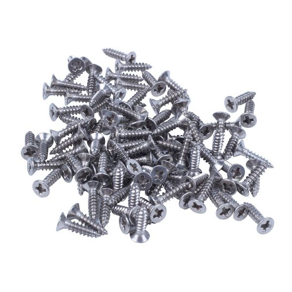 100x Stainless Steel Flat Head Phillips Self-Tapping Screw 12x3mm Silver