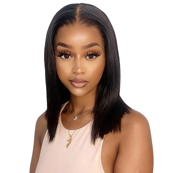 Brseilienne Best Quality 14" Human Hair Straight Wear&amp;Go Glueless Bob Wig