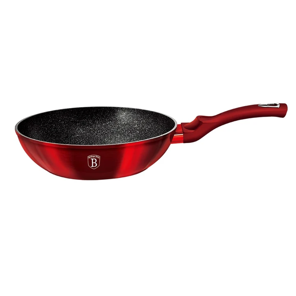 Berlinger Haus 30cm Marble Coating Wok - Burgundy Metallic