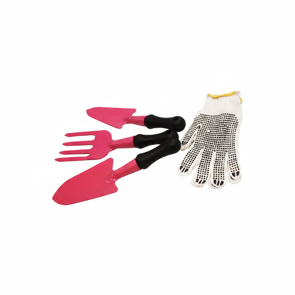 MTS 3 Piece Pink Garden Hand Tool Set with Gloves