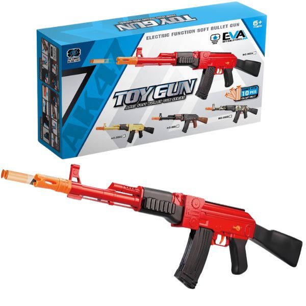 Electric AK47 Style Soft Bullet Toy Gun - Includes 10 EVA Foam Darts