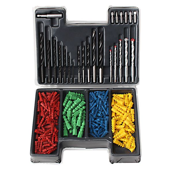 300 Pieces High Speed Steel Drill Bits &amp; Expansion Screw With Plastic Box