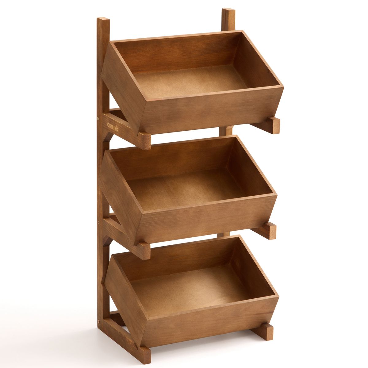 Chenshia 3-Tier Pine Wood Basket Display Stand Storage Shelf Home & Market