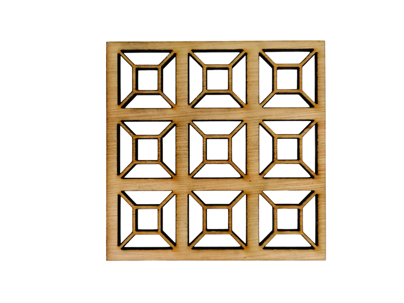 Wooden Geometric Squares Coasters - Set of 6