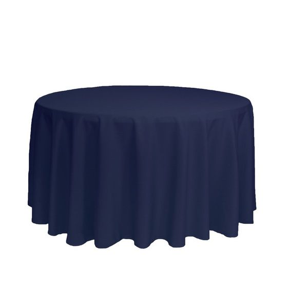 Polyester Round Tablecloth - Navy Blue Linen