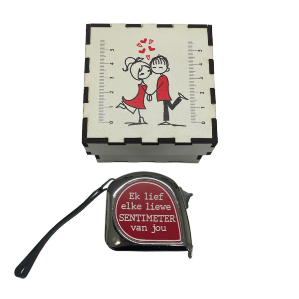 Tape Measure 3m Engraved Gift White Box - Ek lief elke sentimeter van jou