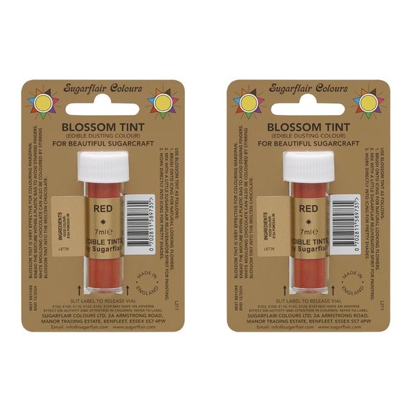 Sugarflair Red Edible Blossom Tints Food Colour Sugarcraft Dust Powder - 2 Piece