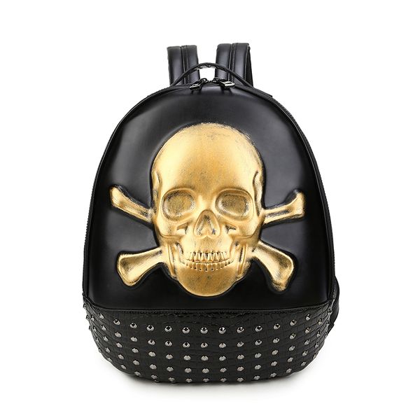 Gold Embossed Skull and Bones Backpack (BP-3077-GO)