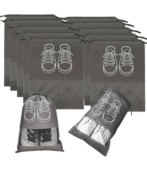 Shoe Storage Bags- Travel Moisture-Proof Drawstring Shoe Bags- 12-Pack