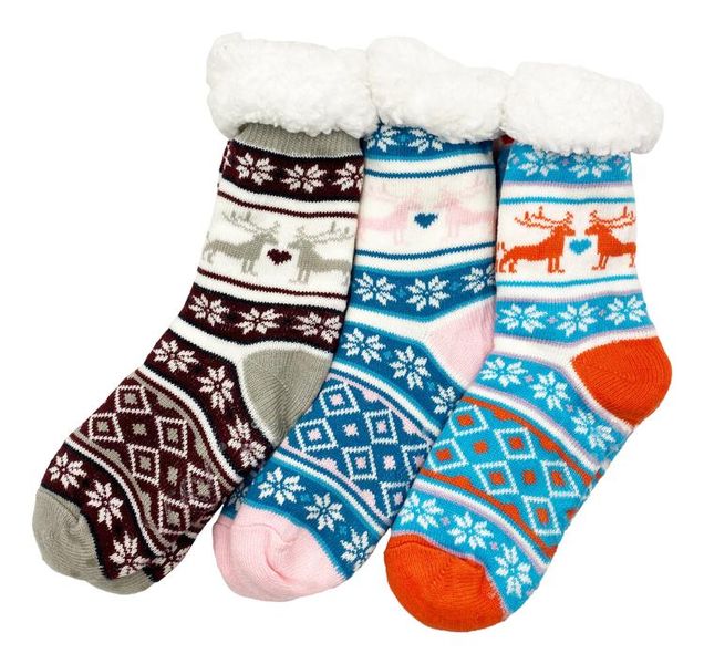 3 Pack Women Slipper Socks With Non-Slip Grippers
