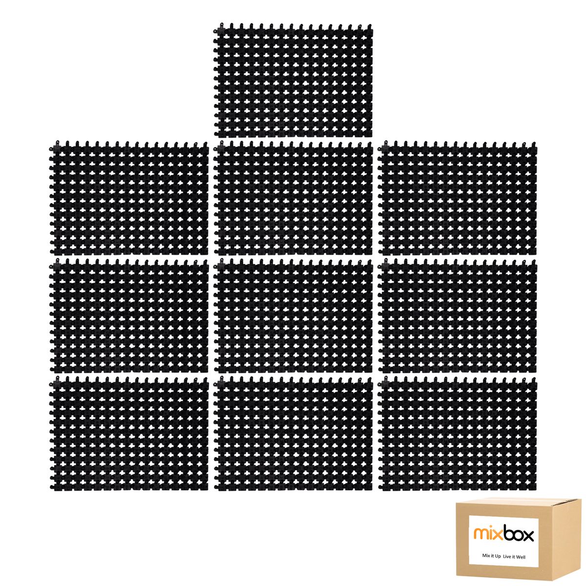 Mix Box Interlocking PVC Rubber Floor Tiles with Drain Holes(10 Piece)