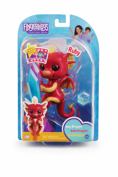 WowWee Fingerlings Interactive Baby Dragon - Ruby Red &amp; Gold