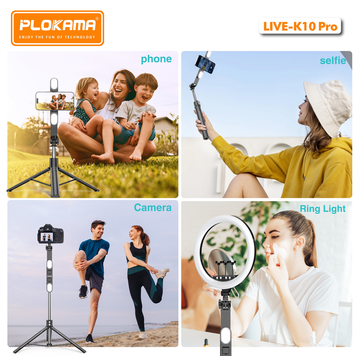 Plokama K10 Pro Selfie Stick Tripod description image 2