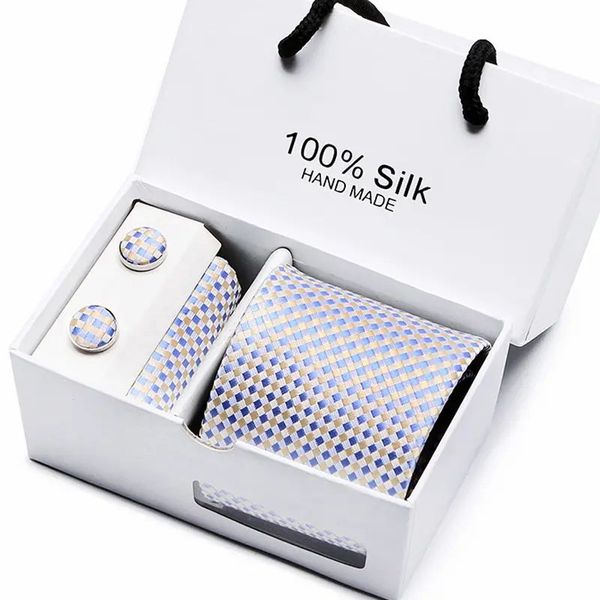 Tie Set 4 Piece Men Silk Gift Star Blue Gold image