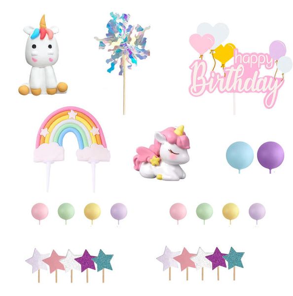 25 Piece Set Unicorn Cake Decorations