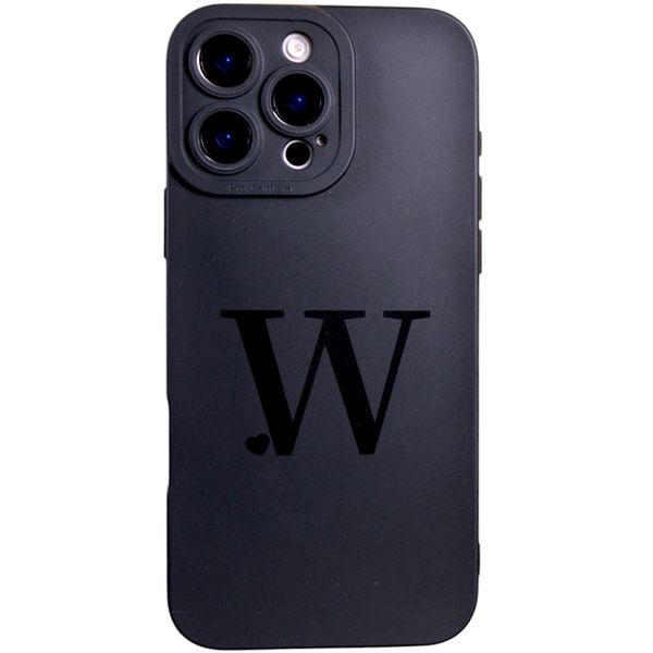 Phone Case with Initial W and Pro Camera Compatible with Iphone 16 Pro Max - Matte Black
