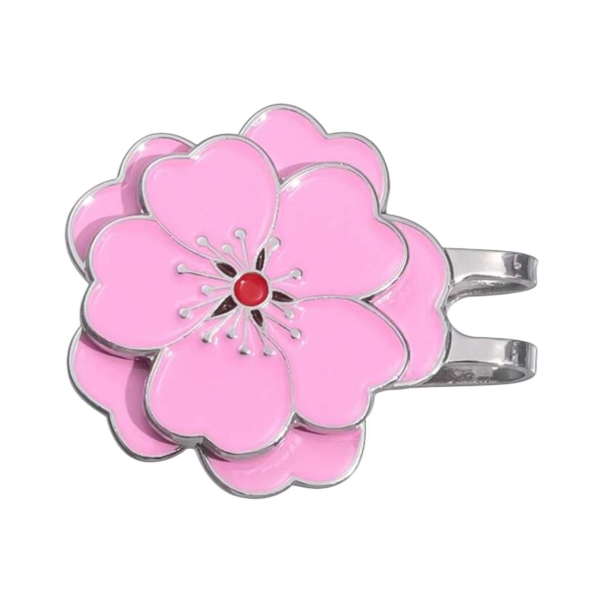 Magnetic Golf Cap Clip with Ball Marker - Pink Flowers
