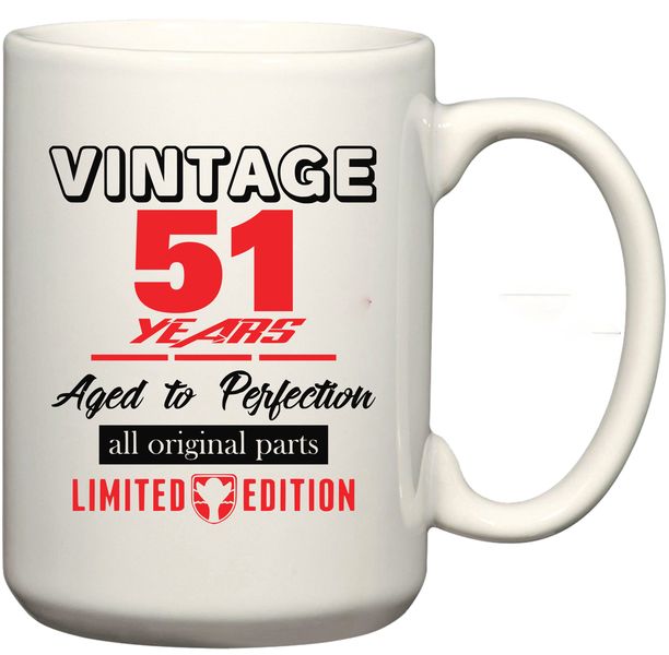 Vintage 51 Aged To Perfection Birthday Coffee Mug