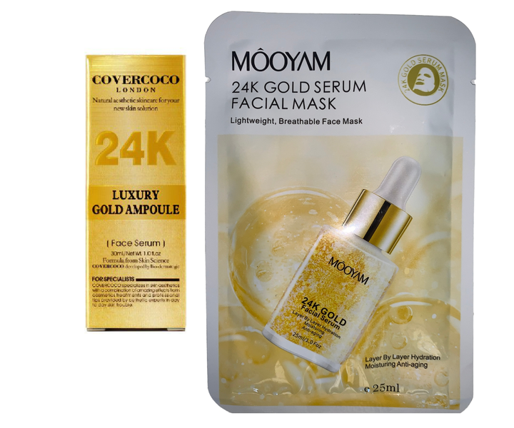 Covercoco London 24K Luxury Gold Ampoule &amp; Mooyam 24k Gold Face Mask