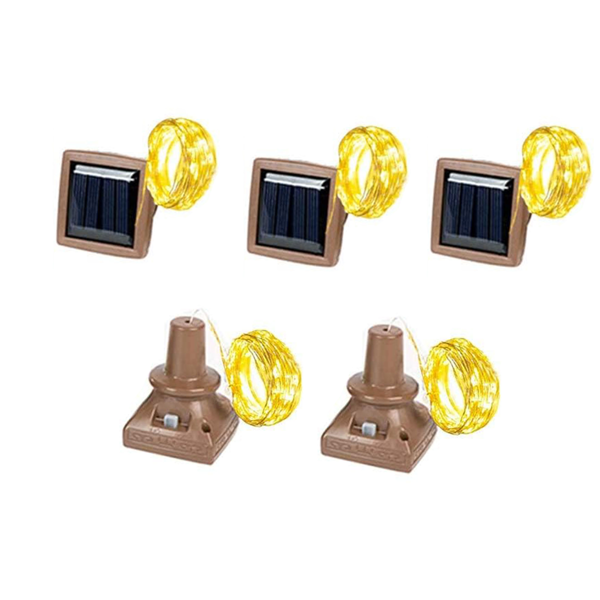Mix Box 5 PCs 2m 20 LED Solar Waterproof Square Shaped Wine Bottle Lights