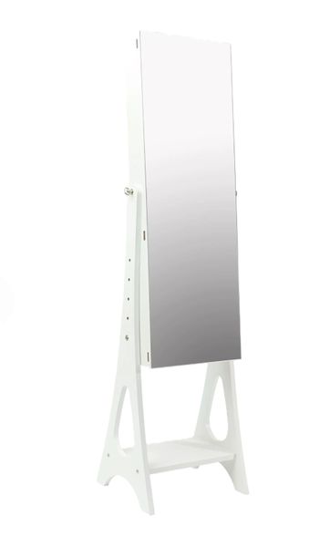 Full-Length Standing Mirror Cabinet with Storage Shelves &amp; Lockable Door