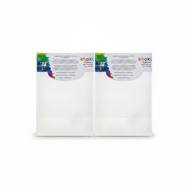 Khoki A4 Wood Mounted Canvas for Oil, Acrylic &amp; Watercolor - 2 Pack